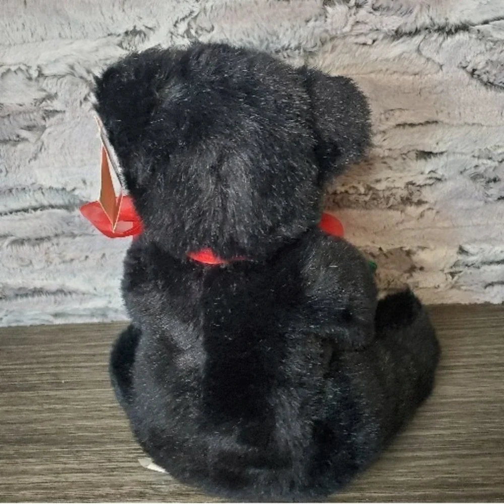 E&J Classics WITH LOVE Black Teddy Bear Holding‎ Sheer Roses Romantic Plush